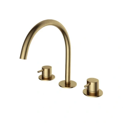 Afbeelding van HotBath Cobber inbouw wastafelmengkraan 3 gats CB033 Geborsteld Messing