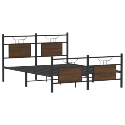 Afbeelding van Bedframe bewerkt hout bruin eikenkleur 150x200 cm