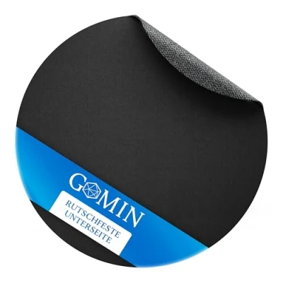 Afbeelding van Gomin Ronde muismat 22 cm gaming rond antislip en waterdicht naadloze randen verbetert snelheid precisie, voor pc, kantoor, laptop, computer zwart