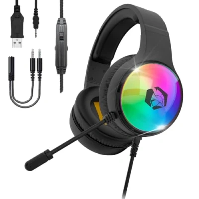 Afbeelding van EMPIRE Gaming 2024 Nieuw Icarus S16 RGB Headset voor PS5, PS4, Xbox One/Series, PC, Mac, Smartphones, Tablets Afstandsbediening High Definition Stereo Sound Flexibele Microfoon