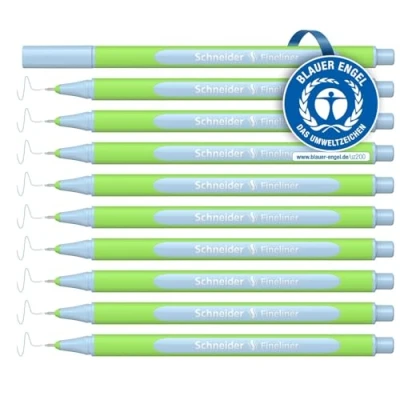 Afbeelding van Schneider Line Up Pastel Fineliner (driehoekige fineliner, lijndikte 0,4 mm, behuizing van biobased kunststof) 10 stuks, pastelblauw