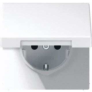 Afbeelding van Jung ls range wandcontactdoos randaarde inbouw schroef klapdeksel ip44 wit ls1520nbfklwwm