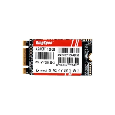 Afbeelding van KingSpec 128 GB 2242 M.2 SSD, SATA III 6 Gbps Interne M2 NGFF State Drive voor Desktop/Laptop