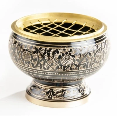 Afbeelding van Wierookbrander met netje zwart goud groot