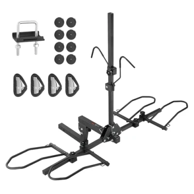 Afbeelding van VEVOR fietsendrager voor trekhaak, maximale capaciteit van 160 kg, 2 inch ontvangeraansluiting, kantel en inklapbare tot 5 breed, auto, SUV, vrachtwagen, camper