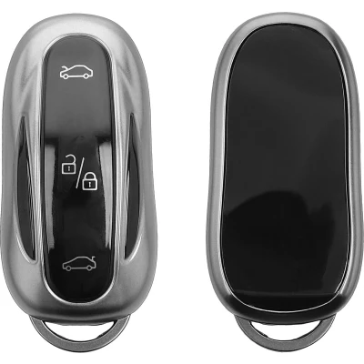 Afbeelding van kwmobile autosleutel hoesje geschikt voor Tesla Model X hoes TPU behuizing Beschermende auto sleutel case Sleuteletui in mat zwart /
