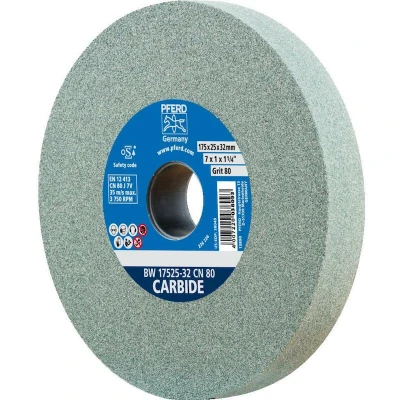 Afbeelding van PFERD slijpschijf CARBIDE, 175x25x32mm, SiC 80, 39009725 zachte, agressieve voor harde materialen, bijv. hardmetaal, met verloophulzen (25/20/16mm)