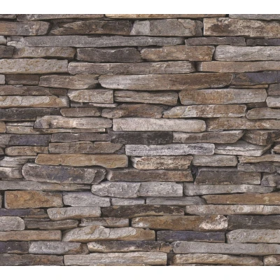 Afbeelding van Leen Bakker A.S. CrÃ ation Behang Steen , Beige En Geel 53cm X 10,05 M AS Vinyl Création