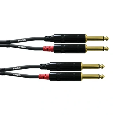 Afbeelding van Cordial CFU 1,5 PP Audio Adapterkabel [2x Jackplug male 6,3 mm 2x mm] 1.50 m Zwart