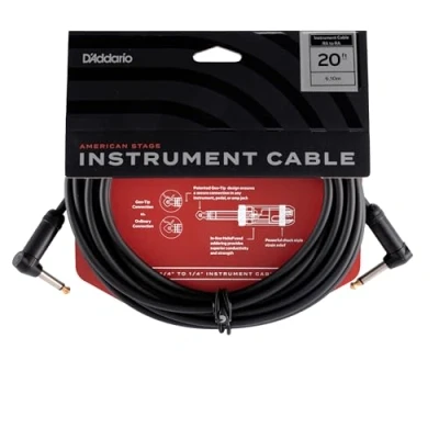 Afbeelding van D&quot;;Addario AMSGRR 20 American Stage instrumentkabel jack recht haaks mono 6m