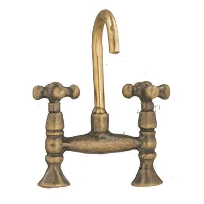 Afbeelding van Melody Jane Poppen Huis Antiek Messing Mengkraan Kraan Ouderwetse 1:12 Keuken Accessoire