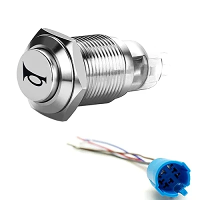 Afbeelding van YIYIDA Drukknop Schakelaar Auto Hoorn Knop Momentary Connector 12 V DIY 16mm Rode LED Aan/Uit Reset Power Metalen Toggle Met Socket