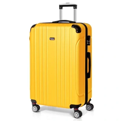 Afbeelding van Todeco Harde koffer trolley rolkoffer reiskoffer, citroengeel, S (55cm 33L)