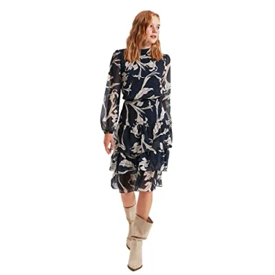 Afbeelding van Trendyol Veelkleurige Geplooide Geweven Winterjurk Twoaw21El0354