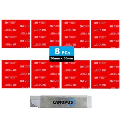 Afbeelding van CANOPUS 3M Dubbelzijdige zelfklevende pads, 8 stuks, 50 mm mm, VHB 5952, extra sterk, zware belasting, dubbelzijdig voor kentekenplaathouder auto, wooncultuur, buiten