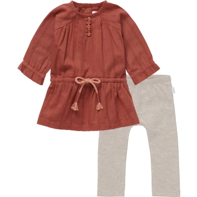 Afbeelding van Noppies Kledingset 2delig Jurk Larisa Henna Legging Angie Taupe Melange Maat 62