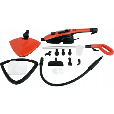 Afbeelding van Lund Stoomreiniger 1500W met 8 opzetstukken 16 delige set 2 in 1 Rood