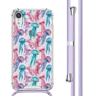 Afbeelding van imoshion Hoesje Geschikt voor iPhone XR Design met Koord Jellyfish Watercolor