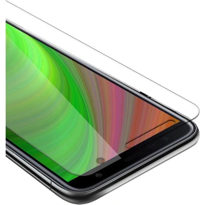 Afbeelding van Cadorabo Pantser film geschikt voor Samsung Galaxy J4 PLUS in KRISTALHELDER Geharde (Tempered) display beschermglas 9H hardheid met 3D Touch (RETAIL PACKAGING)