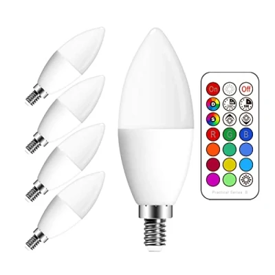 Afbeelding van Sunpion®, LED lampen met RGBW, 5 W, E14 gloeilampen, dimbaar, inclusief afstandsbediening, kleurwisselende lampen,