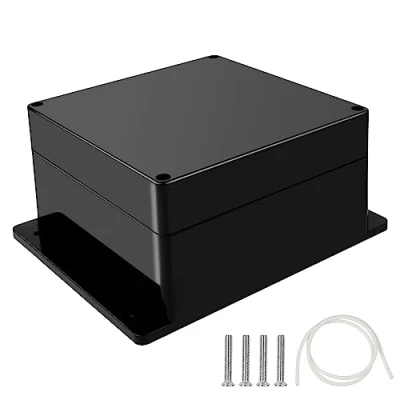 Afbeelding van Therlan Verdeeldoos voor buiten, waterdicht, keuze uit 7 maten, verdeeldoos, opbouw, IP65, aansluitdoos, opbouwdoos, verdeelkast, aftakdoos, zwart (16 x 16 9 cm)