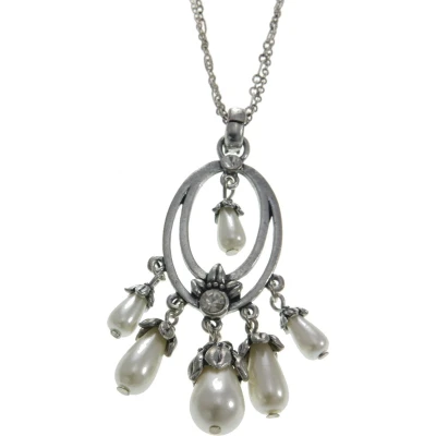 Afbeelding van Behave Klassieke ketting met parelhangertjes en steentjes