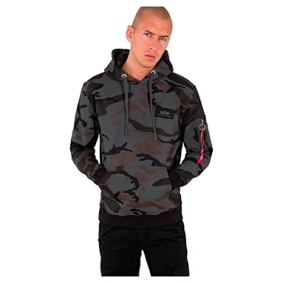 Afbeelding van Alpha Industries Back Print Camo Hoodie, zwart veelkleurig, afmeting XS voor man