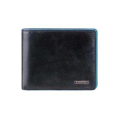 Afbeelding van VISCONTI ® Alps Portemonnee voor heren, echt leer met RFID bescherming, creditcardhouder muntenvak, portemonnee, drievoudig gevouwen munthouder, cadeau, Zwart/Blauw