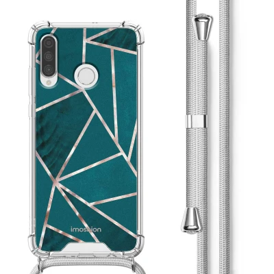 Afbeelding van Huawei P30 Lite Hoesje Kunststof iMoshion Softcase/Koordhoesje/Backcover Petrol Green Graphic Telefoonhoesje