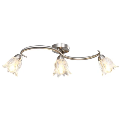 Afbeelding van VidaXL Plafondlamp met glazen tulpvormige kappen 3xE14 transparant