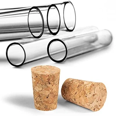 Afbeelding van Tuuters Kunststof reageerbuizen met kurksluiting, 100 x Ø 21 mm, stuks