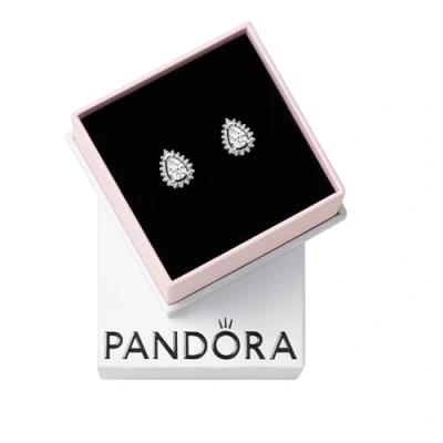 Afbeelding van Pandora 292834C01 Oorknoppen Sparkling Pear Halo zilver zirconia wit