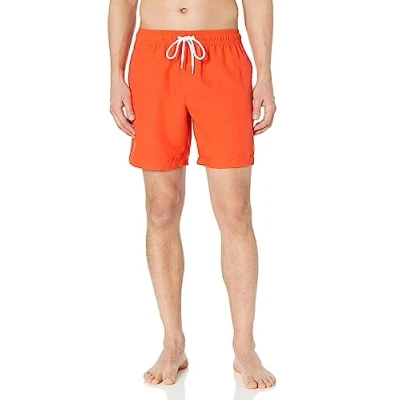 Afbeelding van Amazon Essentials Men&#039;s Sneldrogende zwembroek met binnenbeenlengte van 18 cm, Feloranje, S