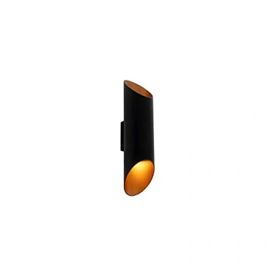 Afbeelding van QAZQA Moderne wandlamp zwart met gouden binnenkant 9,6 cm Organo