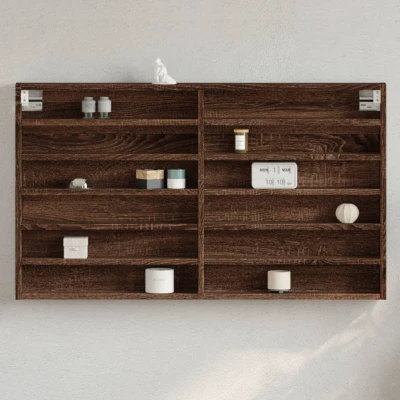 Afbeelding van Vitrinekast 100x8,5x58 cm bewerkt hout bruin eikenkleurig