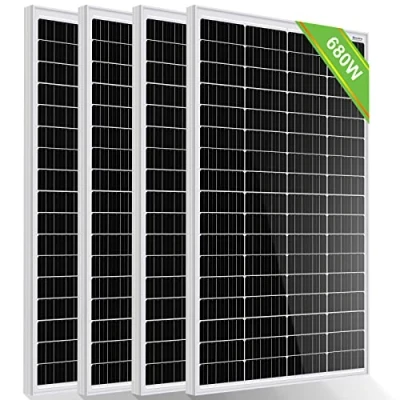 Afbeelding van ECO WORTHY Monokristallijn zonnepaneel, 680 W, 12 volt, 4 stuks 170 W ideaal voor het opladen van V batterijen, camper, tuin, boot en dak huis