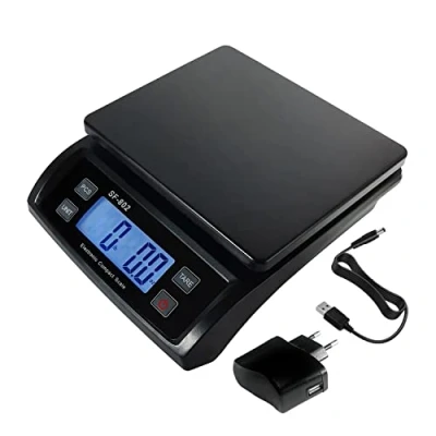 Afbeelding van Eosphorus 30 KG Digitale Postweegschaal Wegen en Ponden Kilogrammen Grammen Weegschaal Precisie Nauwkeurigheid voor Verzending van Pakketten met USB oplader DC adapter Grote Basis Telfunctie