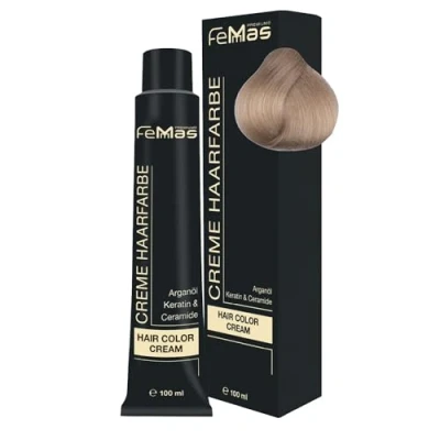 Afbeelding van FemMas haarkleur Platinblond Intensief 11.0 I professionele crème in blond met voedende arganolie, keratine en ceramiden als permanente haarkleuring of kleuring, 100 ml