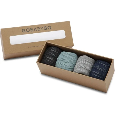 Afbeelding van GoBabyGo Combo Box katoen antislip sokjes / Dusty Blue, Navy Grey Melange, Dark Melange 6 12m 17 19