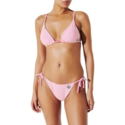 Afbeelding van KARL Lagerfeld IKON Striped Bikinitop whitepink stripe, Dames, Maat: Medium, White pink stripe