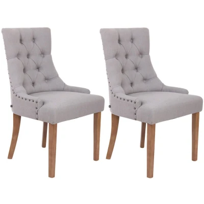 Afbeelding van CLP Set van 2 eetkamerstoelen Aberdeen Licht Bruin Frame Stof Zilverkleurig