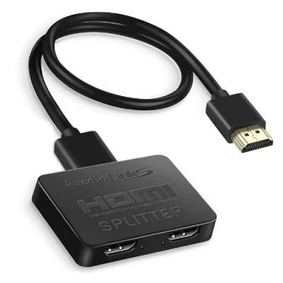 Afbeelding van HDMI Splitter 1 in 2 uit, 4K voor monitoren met 3,9 FT kabel (Gewoon dupliceren/spiegelschermen), Verdeler tot Firestick, HDTV en TV Box