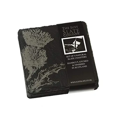 Afbeelding van Onderzetters Distel Gegraveerd Leisteen Just Slate Company Scotland