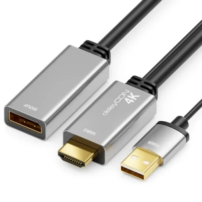 Afbeelding van deleyCON 4K HDMI naar DisplayPort Adapter (voor Monitor) 4K@60Hz HDR Aluminium Behuizing Converter Kabel voor PS4 PS5 XBOX PC Computer Notebook Monitor