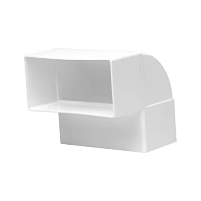 Afbeelding van 110 x 55 mm / 11 5,5 cm rechthoekige kanaalboog voor buisaansluiting hoek: 90 ventilatiesysteem, verwarming, koeling ventilatieelement beperkte ruimte.