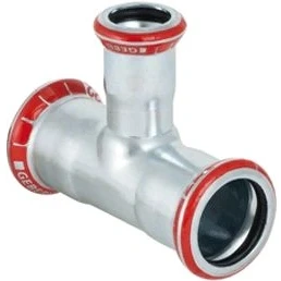 Afbeelding van Geberit mapress verloop t stuk 90 graden c staal met ciir afdichtring 54mm x 28mm persmof 21224