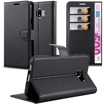 Afbeelding van Cadorabo Hoesje geschikt voor Samsung Galaxy J4 2018 in PHANTOM ZWART Beschermhoes met magnetische sluiting, standfunctie en kaartvakje Book Case Cover Etui