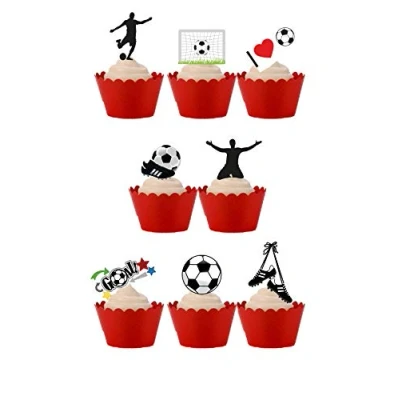 Afbeelding van 22 Stand Up Voetbal Sport Eetbare Wafer Papier Cake Toppers Decoraties