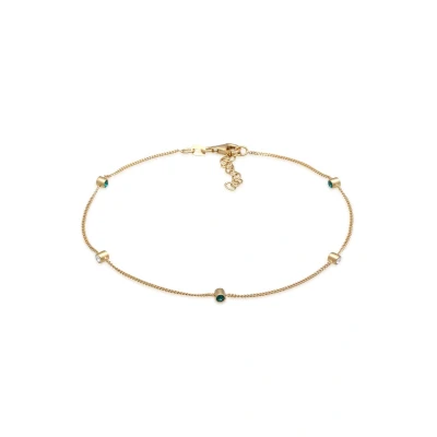 Afbeelding van Elli Dames Enkelbandje Modern Eenvoudig met kristallen in 925 sterling zilver Groen