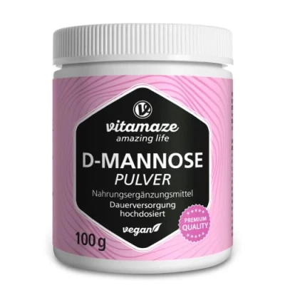 Afbeelding van D Mannose Poeder hoge Dosis &amp; veganistisch, 2000 mg per Dagdosering, 100 g Blikinhoud voor permanente Voorziening, Supplement zonder onnodige Toevoegingen, Made in Germany